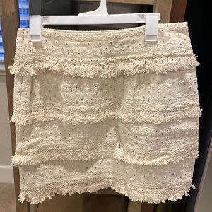 HD in Paris (Anthropologie) Cream midi skirt (size 8)